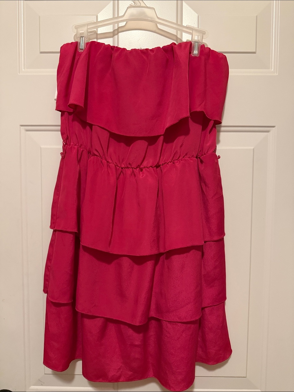 Lily Rose Hot Pink Strapless Tiered Ruffle Dress